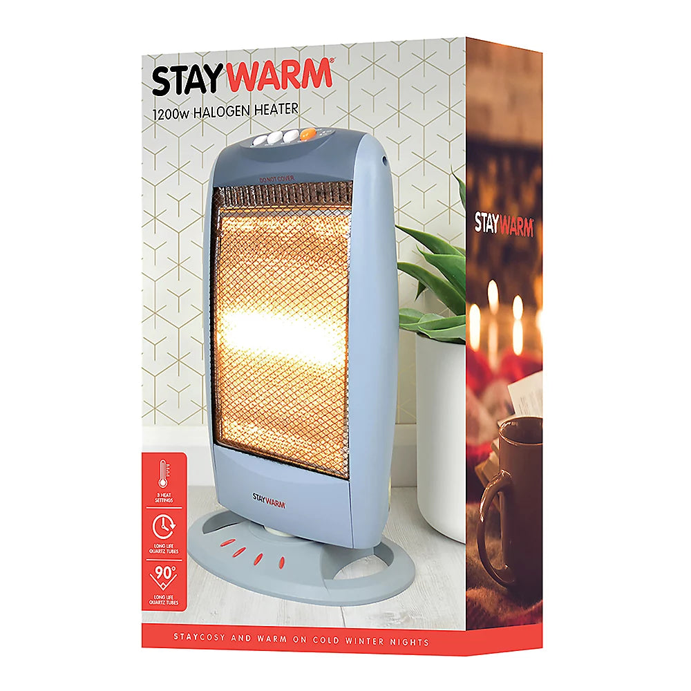 Stay Warm 1200w 3 Bar Compact Halogen Heater Grey