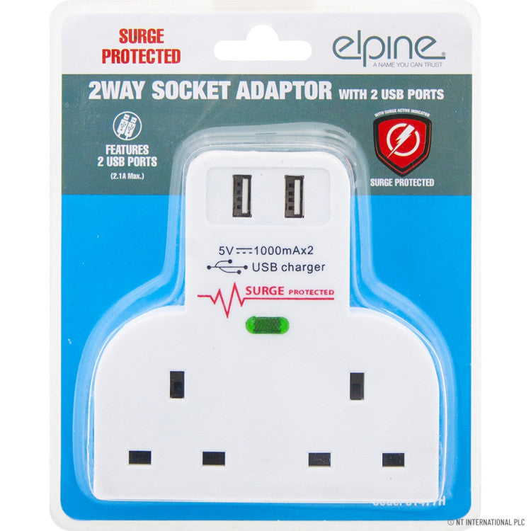 Elpine 2 Way Adaptor with 2 USB Sockets