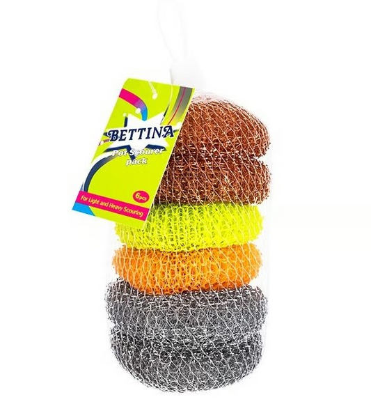 Bettina Assorted Pot Scourers 6 Pack