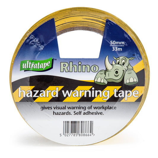 Ultratape Rhino Black & Yellow Hazard Warning Tape 50mm x 33m