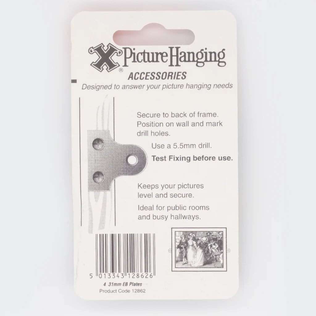 X Picture Frame Plates 31mm 4 Pack