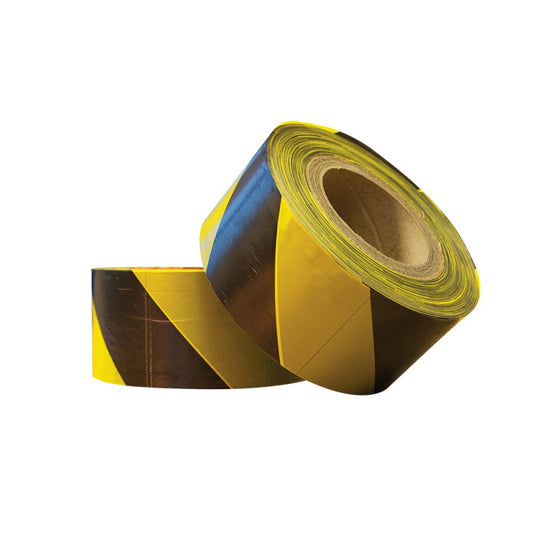 Bond It Non Adhesive Black & Yellow Barrier Tape 72mm x 500m